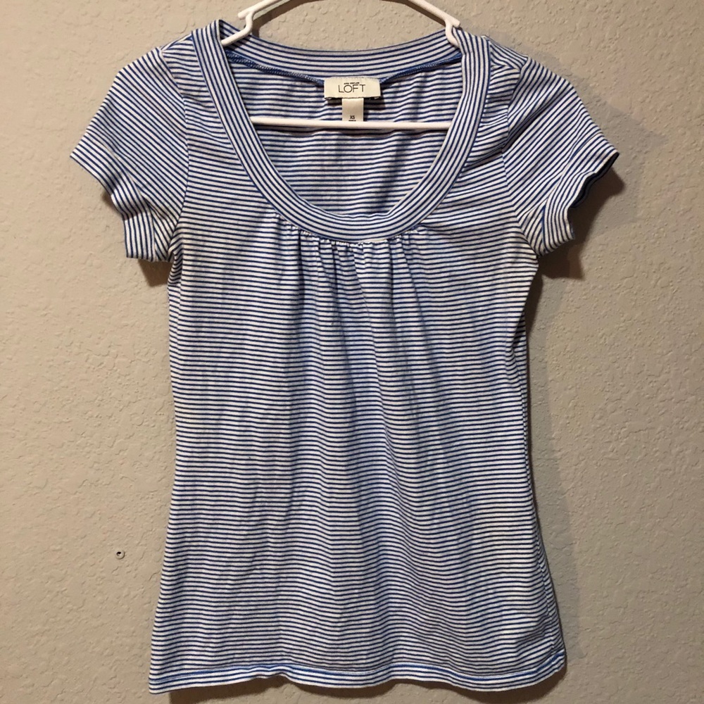 Blue and white striped tshirt/blouse